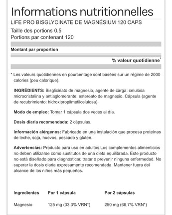Magnésium Bis-glycinate - Lifepronutrition